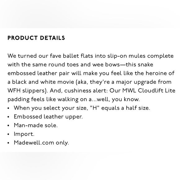 Madewell The Adelle Ballet Mule in Snake Embossed Leather - Picture 11 of 13